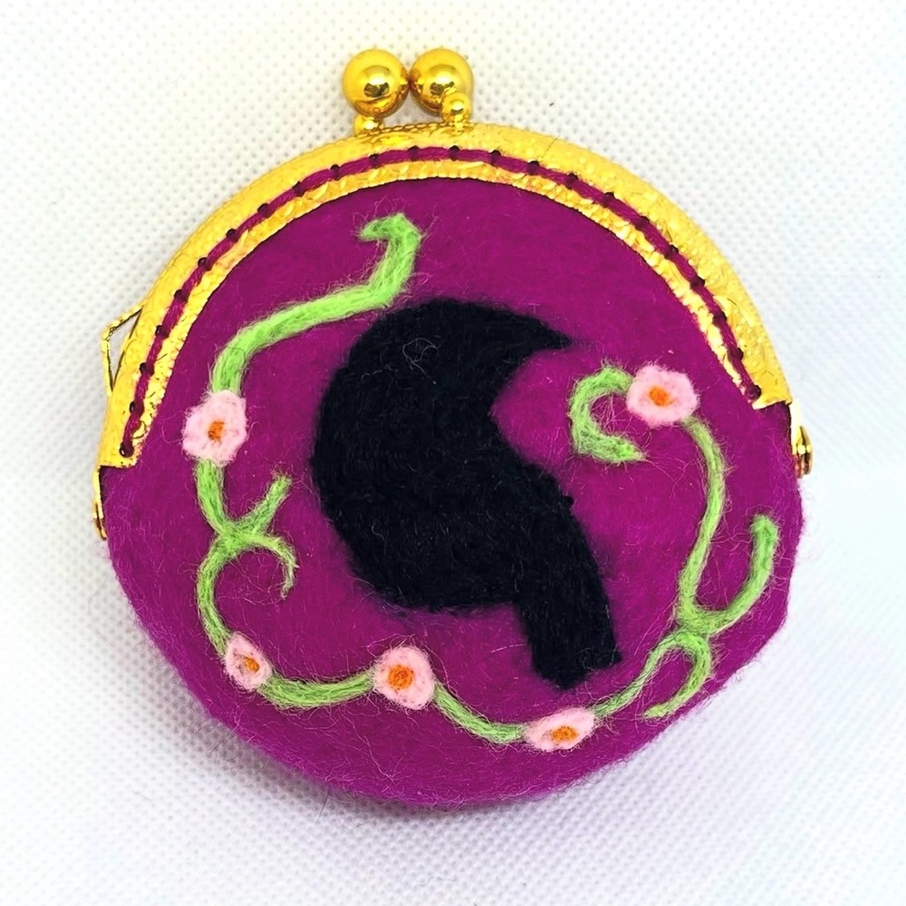 Botanical Crow Coin Purse